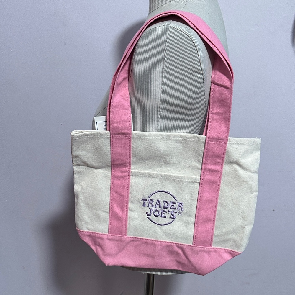 Pink and Cream Canvas Tote Bag